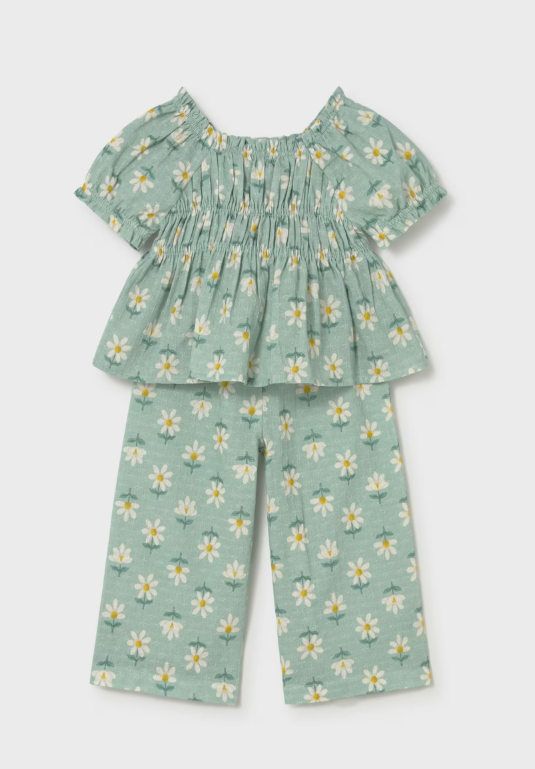 Mayoral Flower Print Top & Trouser Set Style 1513 - Lake